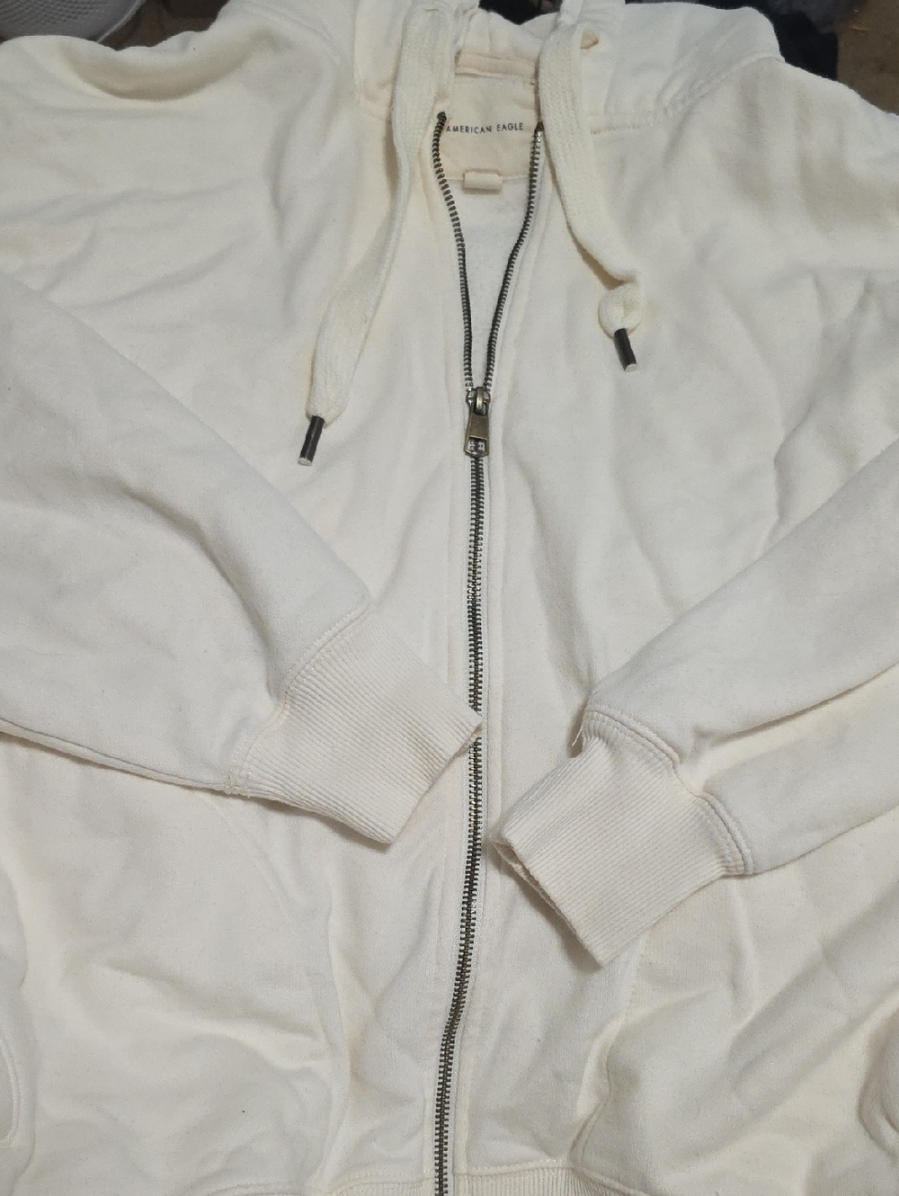 American Eagle Off-White Zip Hoodie